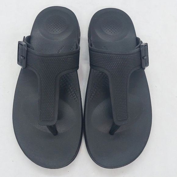 Fitflop Shoes - FitFlop iQushion Thong Sandals Adjustable Strap Womens Sz 7 Black Casual Comfort